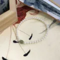 Elegante pulsera de perlas de plata S925 y jade Hetian para mujer, estilo exquisito y fino. - Oro Blanco Perla Única (YC5249SL) / Plata 925