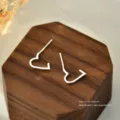 S999 Silber Silber Herz Ohrstecker minimalistischer eleganter Schmuck fuer Damen Alltag Stil. - Herz Ohrstecker - Silber Mittel