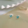 S925 Sterlingsilber Unregelmäßige Blaue Edelstein Ohrstecker Minimalistisch Luxus Schmuck - Unregelmäßiger Stil (YC8402E) / Silber (Blau)