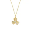 Gold-plated silver clover pendant necklace featuring sparkling cubic zirconia stones. - Clover Necklace / 40 Plus 5cm / Gold Plated