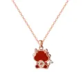 Roségold S925 Sterling Silber Chinesisches Tierkreiszeichen Drache Achat Halskette - 925er Silber / Roségold