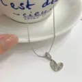 S925 Sterlingsilber Herz Anhänger Halskette Silber Schlüsselbeinkette Mode Schmuck Geschenk - 925er Silber / Weißgold Halskette
