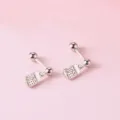 S925 Sterlingsilber chinesisches Zeichen Segen Ohrstecker elegante ethnische Schmuck - 925er Silber / Fu Ohrstecker-8mm