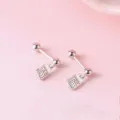Silberne Fu-Zeichen Barbell Ohrringe, niedliche ethnische Ohrstecker für Damen Alltag. - 925er Silber / Fu Ohrstecker-10mm