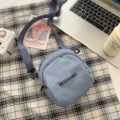 Casual canvas crossbody bag for women, cute single shoulder bag with zipper closure. - No Pendant / Blue
