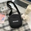 Casual black canvas crossbody bag fashion shoulder bag ideal for student daily use. - Shy Bear / Black
