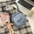 Cute canvas crossbody bag for women, Korean style casual shoulder bag with cute bear. - Bear / Blue