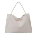 Zachte lederen tote bag, stijlvolle gebroken witte casual schoudertas voor dagelijks gebruik. - Zonder hanger / Wit