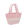 Roze geweven shopper, stijlvolle kleurencombinatie schoudertas, grote zomer casual tas. - Zonder Sjaal / Roze