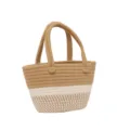 Geweven colorblock shopper tas stijlvolle casual grote capaciteit dames schoudertas - Zonder Sjaal / Khaki
