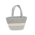 Geweven kleurblok shopper tas voor dames, grote schoudertas voor de zomerse woon-werkverkeer. - Zonder Sjaal / Grijs