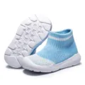 Scarpe primi passi traspiranti per neonati, scarpine calzino morbide per bimbi e bimbe - 18 (120mm) / Celeste