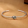 Zilver vergulde open manchet armband met geometrisch knoop ontwerp, retro herensieraad. - Stijl 4