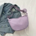 Paarse halve maan schoudertas casual nylon crossbody tas stijlvolle dumpling tas voor dames dagelijks - Zonder hanger / Paars