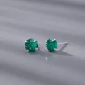 Boucles d'oreilles clous zircon vert feu d'artifice argent S999 minimaliste bijou variante - Style Argent / 6mm / Vert