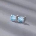 Boucles d'oreilles Zircon Bleu Clair S999 Argent Minimaliste Coloré Bijoux Mode - Style Argent / 6mm / Bleu Mer Clair