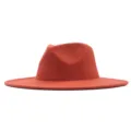 Breitkrempiger Filz-Fedora-Hut Nahaufnahme, klassische Herbst-Winter-Modekopfbedeckung. - Erwachsene 56-58cm / Karamellbraun