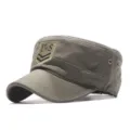 Berretto militare piatto da uomo verde militare cotone esterno casual baseball - Regolabile / Verde militare