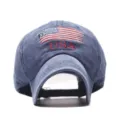 Vintage washed cotton baseball cap with embroidered USA flag design, casual unisex sun hat. - Adjustable / Navy Blue