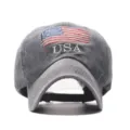 Classic washed cotton baseball cap with American flag and USA embroidery for men and women - Adjustable / Black