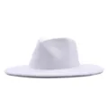 Klassischer breiter Wollfilzhut Fedora für Damen und Herren, stilvolle Herbst Winter Mütze. - Erwachsene 56-58cm / Weiß