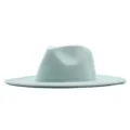 Nahaufnahme des breiten mintgrünen Woll Fedora Hutes, Herbst Winter modisches Accessoire. - Erwachsene 56-58cm / Cyan