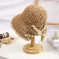 Chapeau de soleil en paille tissée à la main pour femme, visière de plage élégante et chic. - M (56-58cm) / Kaki