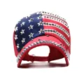 American flag rhinestone baseball cap, stylish outdoor sun hat for women and men summer wear. - Adjustable / Red