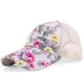 Bloemen print vrouwen honkbalpet, vintage rozen mesh zonnehoed voor lente en zomer buiten. - Beige