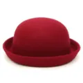 Chapeau melon en feutre de laine rouge, classique automne hiver pour femmes et enfants. - Enfant / Bordeaux