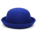 Chapeau melon en laine bleue pour femmes et enfants, style vintage classique d'hiver. - Enfant / Bleu
