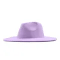 Lavendelfarbener Wollfilzhut mit breiter Krempe, klassischer Jazzhut für Damen und Herren. - Erwachsene 56-58cm / Hellviolett
