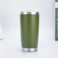 Gobelet Isotherme en Acier Inoxydable 304 à Double Paroi 20oz Tasse de Voyage - Vert Militaire