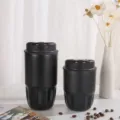 Tragbarer Doppeltrink Edelstahl Kaffeebecher in mattschwarz, grosse und kleine Option. - 260ml / Schwarz