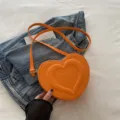 Orange Heart-Shaped Crossbody Bag Women Trendy Niche Design Casual Shoulder Handbag - Orange
