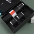Stainless steel thermos cup gift set with flask and two cups for business office use. - Black Zirconia Set