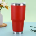 Vaso térmico de acero inoxidable 304 rojo, gran capacidad, taza de café portátil para coche. - 30oz / Rojo