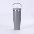 Gobelet isotherme en acier inoxydable avec poignée portable, tasse de voyage café double paroi. - 30oz / Gris