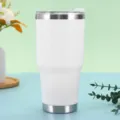 Tazza termica da viaggio in acciaio inossidabile bianco, grande tazza da caffe auto. - Bianco