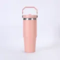 Gobelet isotherme sous vide en acier inoxydable avec poignee rose tasse de cafe 20oz 30oz - 30oz / Rose