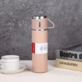 Edelstahl Isolierbecher Thermosflasche rosa Vakuumkanne mit multifunktionalem Deckel 500ml - Rosa