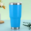 Borraccia termica in acciaio inossidabile, tazza da caffè blu vivo, isolamento sottovuoto. - Celeste