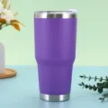 Tazza termica da viaggio in acciaio inossidabile viola 30oz con coperchio per caffè. - Viola