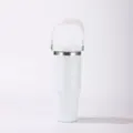 Gobelet isotherme blanc avec poignée 30oz tasse de voyage en inox pour extérieur et voiture. - 30oz / Blanc
