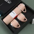 Edelstahl Vakuum Thermoskanne Set mit Tassen in Geschenkbox für Geschäfts und Feiertagsgeschenke. - Rosa Schmuckset