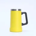 Stainless steel vacuum insulated beer mug with handle yellow thermal cup for outdoor - 24oz / Yellow