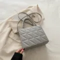 Grijze gewatteerde kleine handtas vrouwen mode veelzijdige schoudertas crossbody tas - Grijs