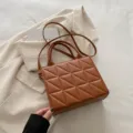 Bruine gewatteerde geometrische schoudertas voor dames mode casual handtas shopper chic - Bruin