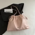 Roze PU leer trekkoord schoudertas stijlvolle vrouwen emmertas casual crossbody handtas - Roze