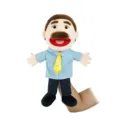 Plush hand puppet toy for kids and family interactive role play, soft full body doll. - Full-Body Open-Mouth White Father Hand Puppet